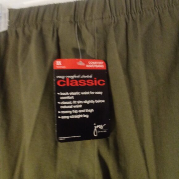 JMS Just My Size Pants Women 3X Comfort Waist Straight Leg Green - Picture 14 of 14